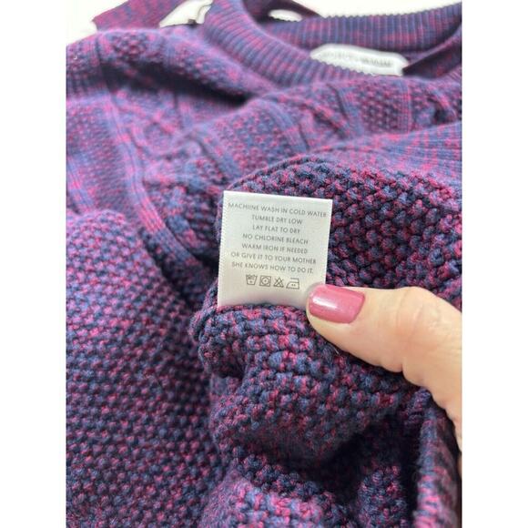 Project Naadam Sweater Purple Pink XS Cable Knit Ties Tie Accents - Picture 10 of 14